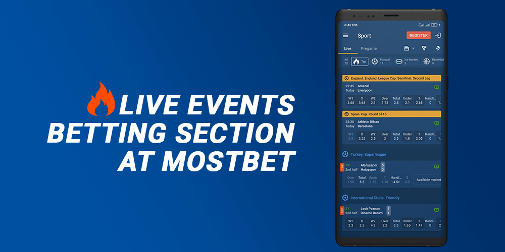 Live events betting at mostbet