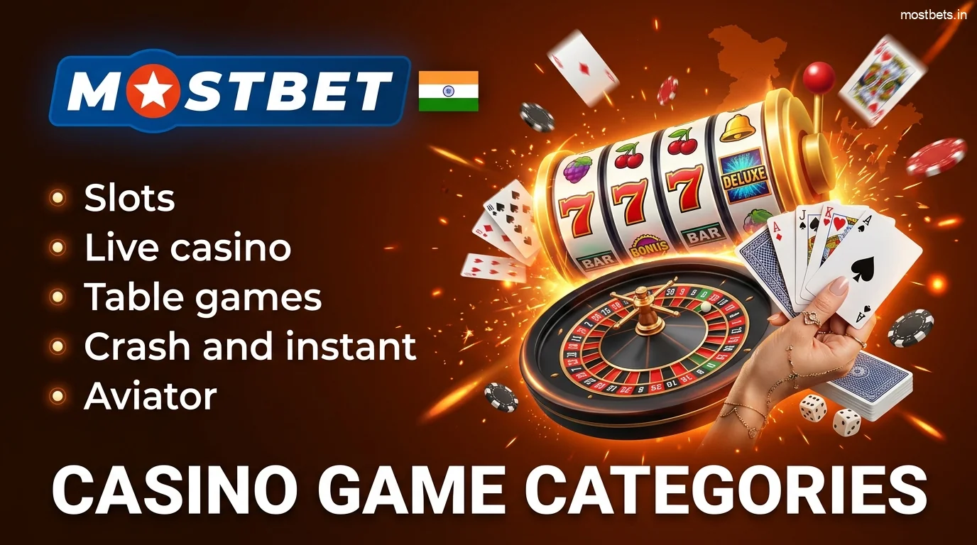 Categories of Online Casino Games at Mostbet India